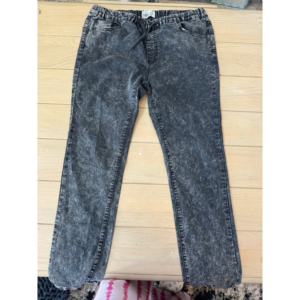 Index Men's Size 42/30 Black Acid Washed Cotton Jean Joggers Draw String